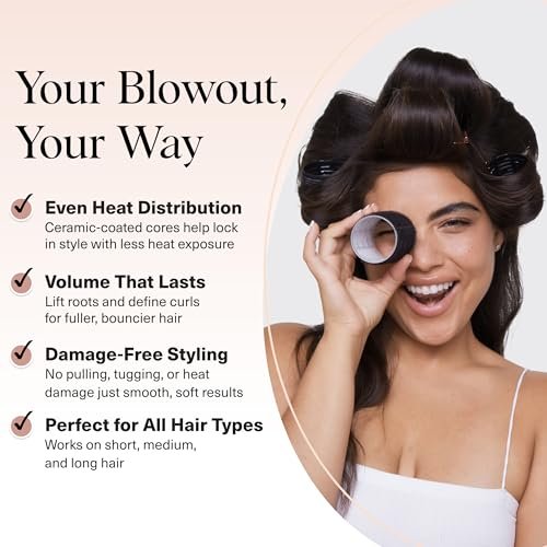 Kitsch Ceramic Hair Rollers for Women – Self-Grip Hair Curlers for Heatless Curl Overnight, Long-Lasting Frizz-Free Curls, Volumizing Large Rollers for All Hair Types – Black, 8 Count BestDealFocus