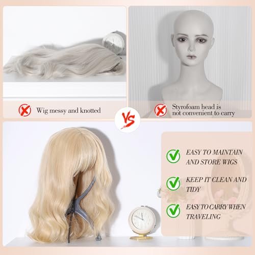 Wig Stand and Wig Brush Comb Set – Wig Holder Comb Cap for Human and Synthetic Hair