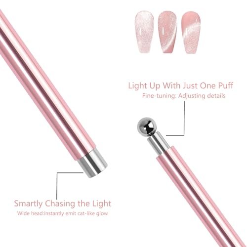 CHEMAILON Cat Eye Magnet Set - Cylindrical & Ball Magnet Nail Art Pens & Heart-Shaped Magnet for Nails, Double-head French Nail Magnet, Cat Eye Hollow Nail Art Magnet - Perfect for DIY or Nail Salon